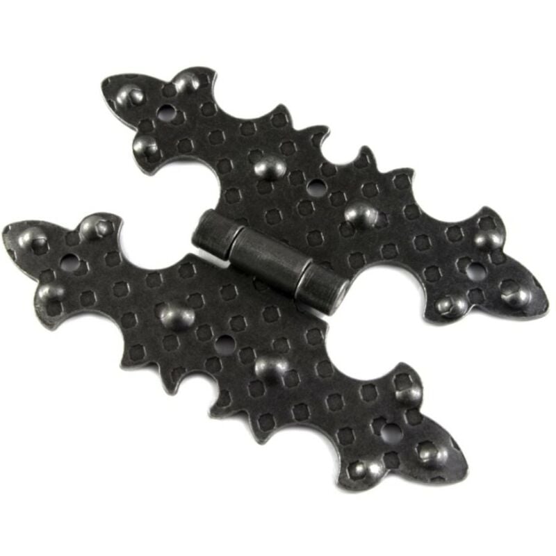 Image of Mobila - confezione da 2 pezzi - cerniera rustica piana in ferro martellato 40x68MM - colore nero