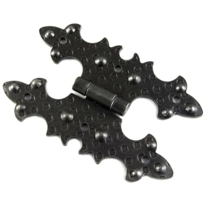 Image of Mobila - confezione da 1 pezzo - cerniera rustica piana in ferro martellato 92x55MM - colore nero