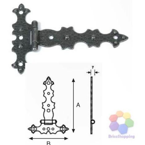 Cerniera piana ferro battuto verniciata nero anticata 104x72 mobili armadi stile