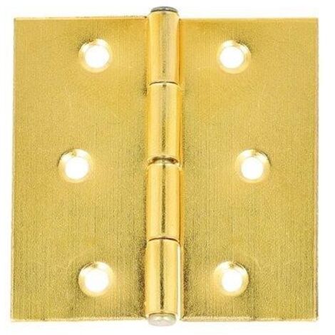 Cerniera quadra con spina fissa Masidef in ferro ottonato 50x50 mm 2 pezzi