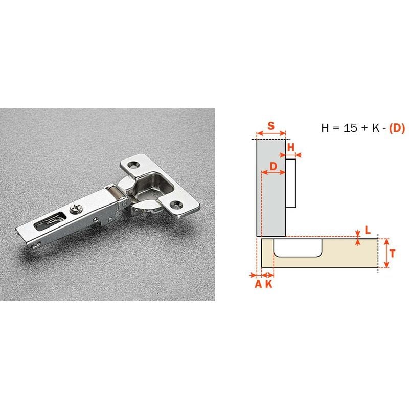 Image of Salice - Cerniera per Ante Mobili Porte Cerniere Cucina Collo 0 Basso Foro 35mm Automatica 94o