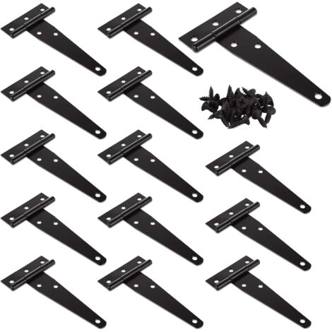 Cerniere a T da 14 pezzi, 100 mm/4 pollici, cerniere per porte nere per carichi pesanti, cerniere per porte in acciaio inossidabile per carichi pesanti con viti per porte, recinzioni di finestre, case