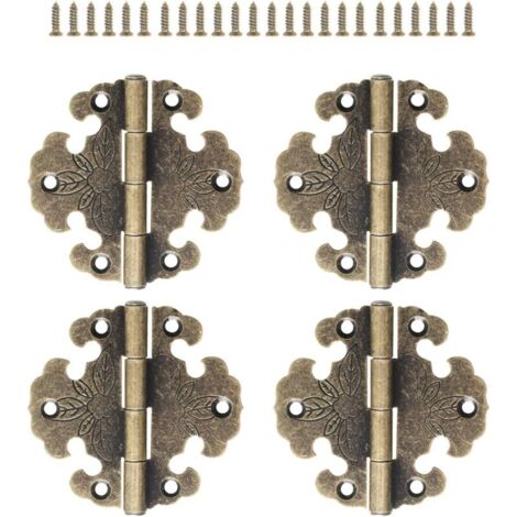 cerniere antiche - Cerniere decorative - Mini cerniere retrò - Cerniere per porte - Cerniere vintage in bronzo, ideali per decorare armadi, porte in legno e librerie.