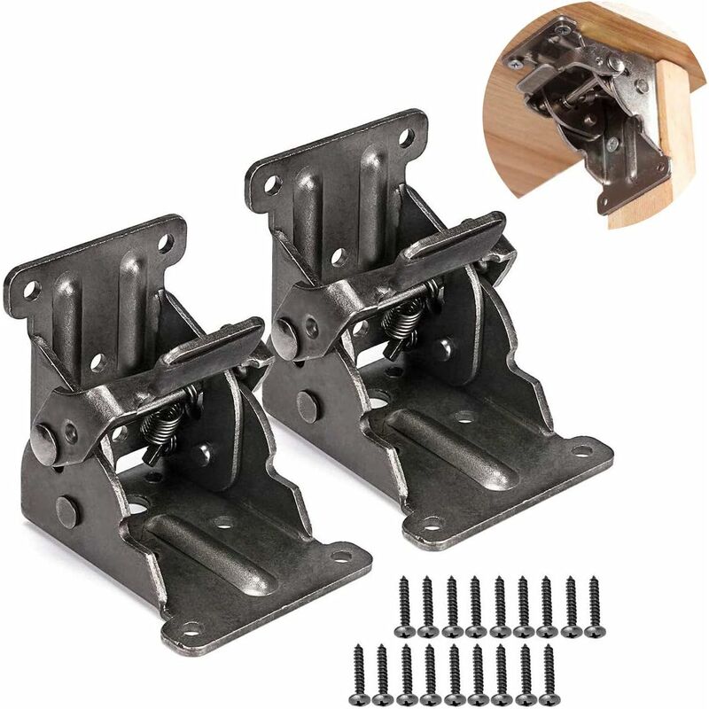 Image of Cerniere autobloccanti da 2 pezzi, raccordi per gambe di supporto pieghevoli, supporto angolare per gambe pieghevoli Banco da lavoro pieghevole, con