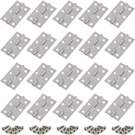 Cerniere in acciaio inossidabile da 20 pezzi, cerniere per porte, fori per cerniere pieghevoli piatte, cerniere per cassetti di mobili, connettori per cerniere di finestre, cerniere per mobili in scat