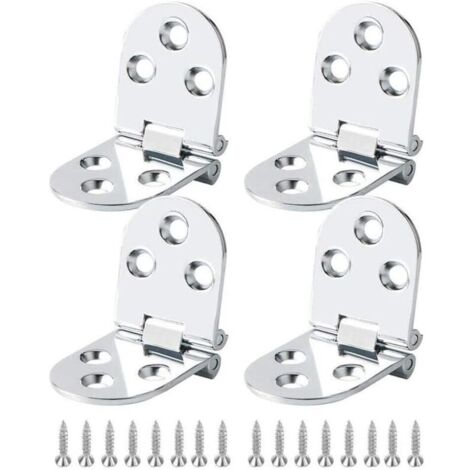 Cerniere in acciaio inox a 4 pezzi, cerniera per mobili in ottone per tavolo pieghevole, cerniera per mobili, cerniera per armadi, tavolo, tavolo pieghevole, arrotondata, con viti (argento)