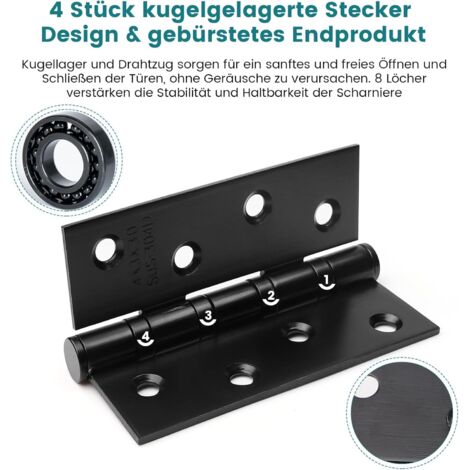 cerniere per porte in acciaio inossidabile, cerniere esterne resistenti con cuscinetti a sfera, 100 x 76 x 13 mm, cerniere solide con viti, cerniere esterne in acciaio inossidabile per porte e finestr