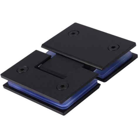 Cerniere per porte in vetro senza telaio KZQ, parti di ricambio con ferramenta di montaggio, morsetto per porta del bagno in acciaio inossidabile per vetri da 3/8" a 1/2", nero (1 cerniera 180°)
