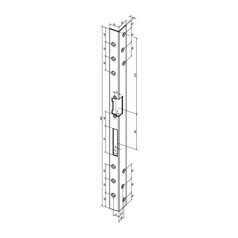 

Cerradero angular de seguridad 312 L.500mm S.3mm VA ma DIN R - Assa Abloy