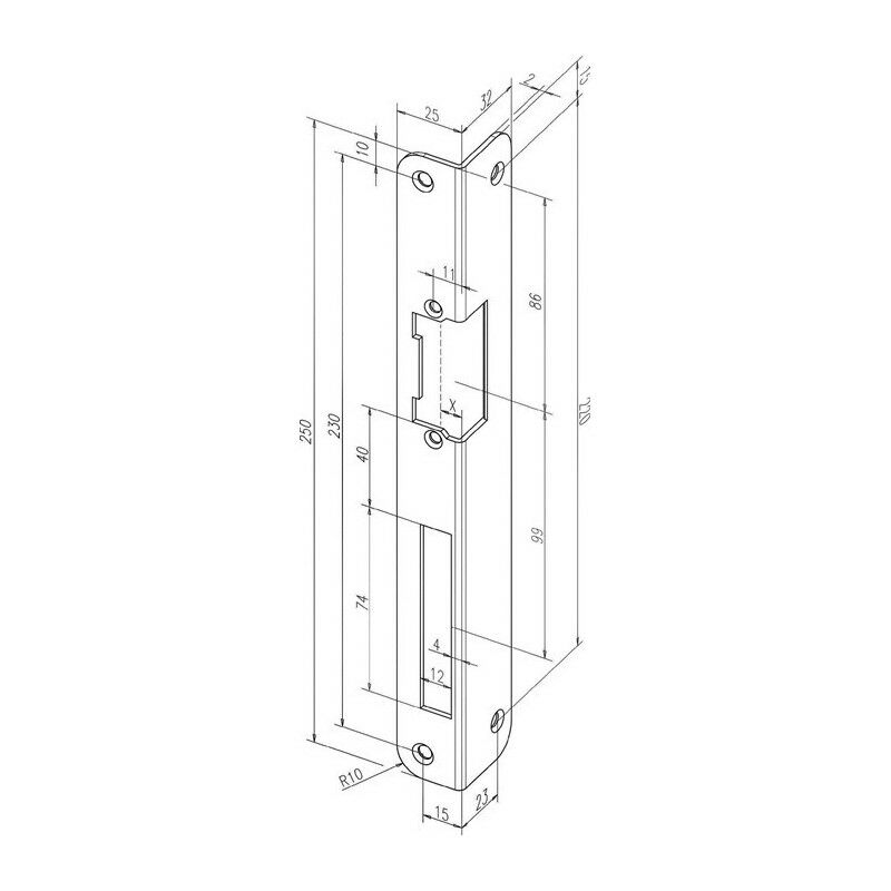 

Cerradero angular IW 324 R-10 EST VA redondo DIN R ASSA ABLOY