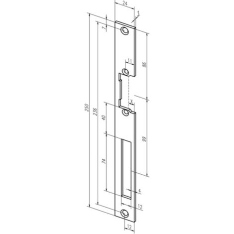Cerradero plano 338 STA galvanizado, An.24xL.250mm DIN L / R ASSA ABLOY