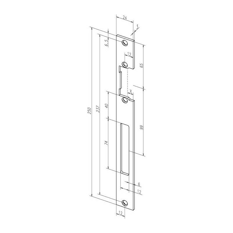 

Cerradero plano 690 VA de p. Ej., 24xL.250mm DIN L / R ASSA ABLOY