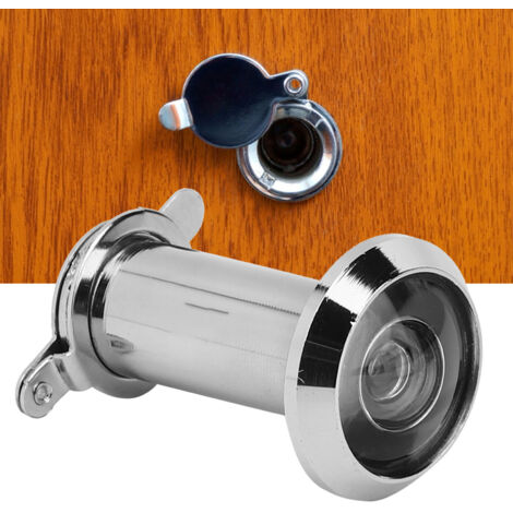 Cerradura antirrobo Vision 220°, 2 piezas con tapa de seguridad, 16 mm de grosor, cerradura de aleación de zinc color plata para puertas de madera/metal, instalación rápida.