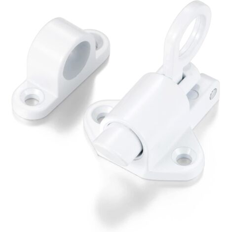 Cerradura automática de resorte con pestillo y cerrojo de aluminio, apta para puertas correderas (blanca, 1 unidad).
