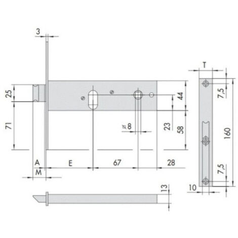 Cerradura Cisa para insertar 44150 Prof. Aluminio 70 mm