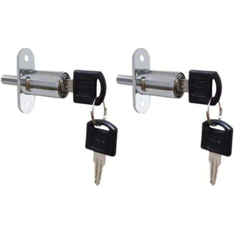 Cerradura con pasador de empuje, culata de 19 mm x 23 mm, aleación de zinc cromada, llaves iguales, paquete de 2, una llave abre una cerradura.