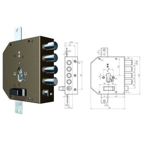Cerradura Cr para aplicar 2250G-51Mc con pestillo izquierdo de 60 mm