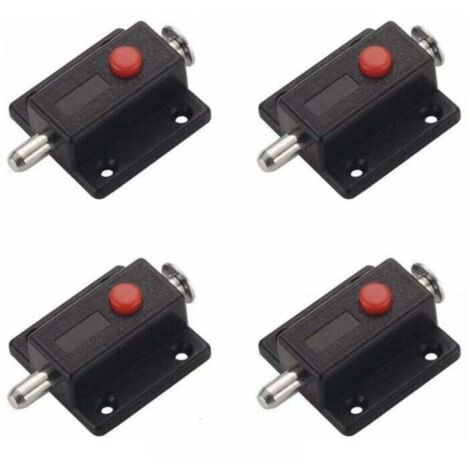Cerradura de 4 piezas, cerraduras automáticas de seguridad para gabinetes corredizos con botón pulsador de resorte para puertas interiores y exteriores, ventanas, armarios, dormitorios, baños