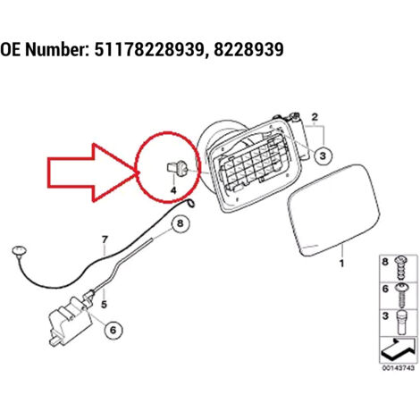 Cerradura de bisagra de la tapa del depósito de combustible 51178228939 - Rendimiento estable y resistencia al calor para las series 1, 3, 5, 6, 7, X3, X5, X6