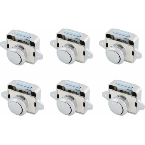 Cerradura de botón Crediri, cerradura para muebles, cerradura de botón con manija de aleación de zinc para RV, barco, yate, camping, 6 piezas, cromada
