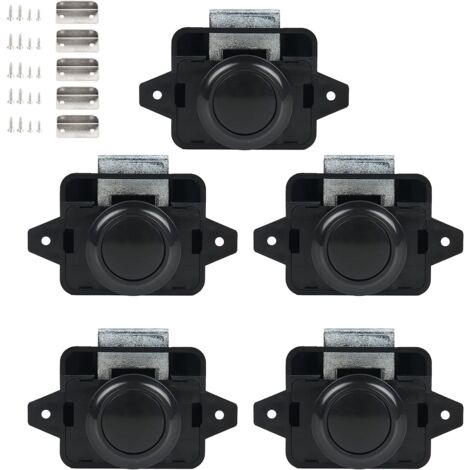 Cerradura de botón pulsador, cerradura de puerta de 5 piezas para autocaravana, furgoneta, caravana, yate, barco, portátil, cerradura de botón pulsador metálica, cerradura giratoria