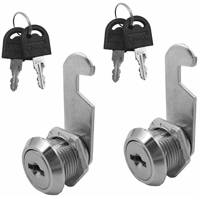 Cerradura de buzón Cerradura de seguridad de 2 piezas con 4 llaves Cerradura de leva de metal para buzón de barril plateado y cajones Gabinete
