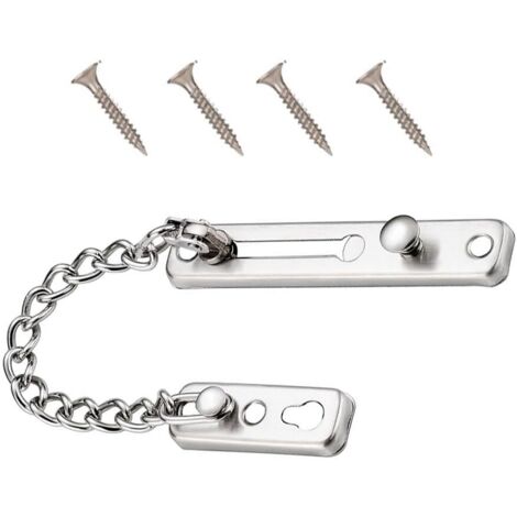 Cerradura de cadena para puerta, protector de cadena para puerta con cierre de resorte antirrobo, acero inoxidable plateado mate.