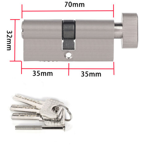 Cerradura de cilindro de aleación de zinc de 70 mm (35/35) con 3 llaves, antimanipulación, antitaladro y antigolpes.