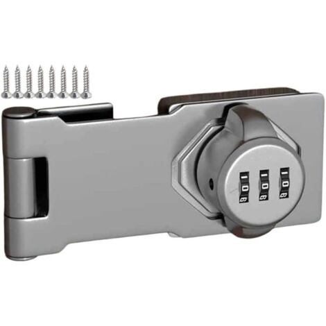 Cerradura de combinación de acero inoxidable con tornillos para hogar, armarios y barandillas de ventanas—Plateada