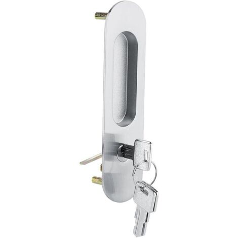 Cerradura de embutir con pestillo y manija para puerta corrediza de baño (acero inoxidable).