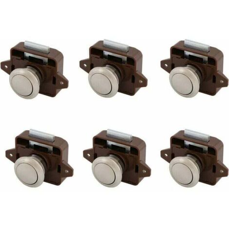 Cerradura de gabinete con botón pulsador cromado ZVD, sin llave, paquete de 6, ideal para autocaravanas, coches, camping, caravanas y barcos.