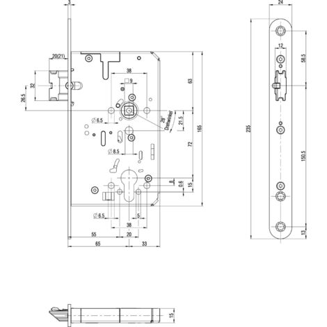 Cerradura de hacer muescas con función anti pánico OT.PA-Schl.PZ65/72/9B-2110-BDL24rdER