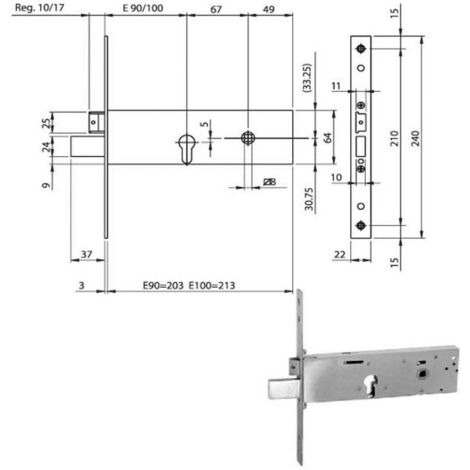 Cerradura de inserción de bandas para F22 y E100 961120 Iseo