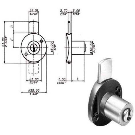Cerradura de Muebles Candado Sup.Ka 2130 Meroni