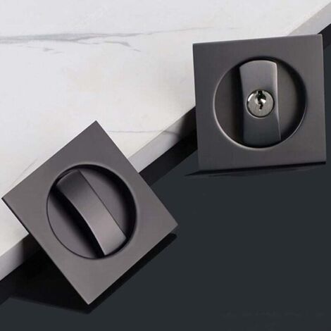 Cerradura de pomo KZQ (6,6 × 6,6 × 4 cm), cerradura de puerta corredera cuadrada empotrada con llave