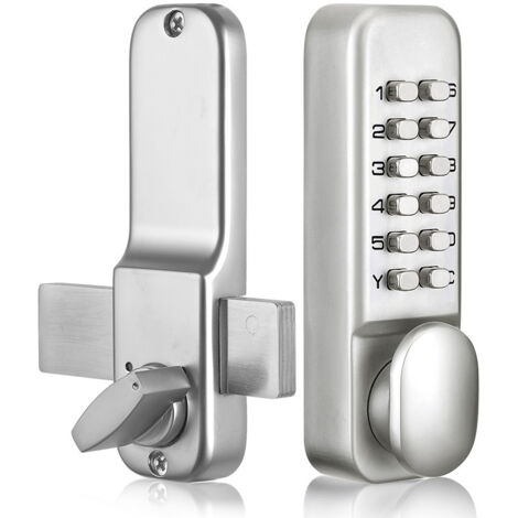 Cerradura de puerta con código digital - Cromada - Resistente al agua - Perilla de combinación - Con llave - Plateada