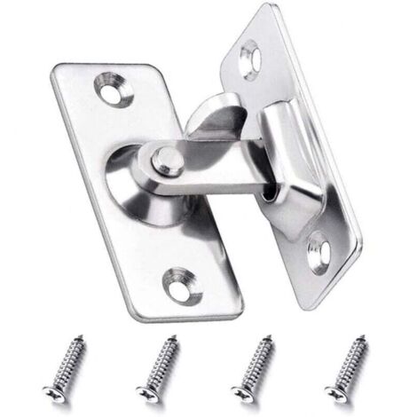 Cerradura de puerta de acero inoxidable de 90 grados con tornillos para muebles de dormitorio y baño, paquete de 2