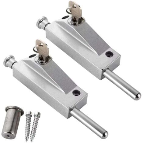 Cerradura de puerta de aleación de aluminio, cerradura de piso, cerradura de seguridad antirrobo, cerradura de puerta giratoria, 2 piezas (plateada)