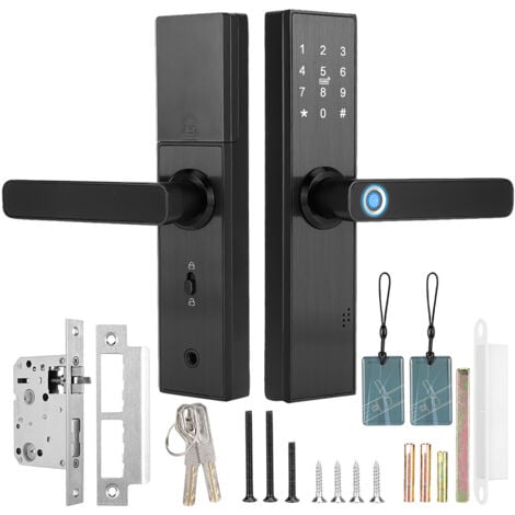 Cerradura de puerta elegante de la tarjeta IC de la contraseña de la huella dactilar de la pantalla táctil de WiFi con la llave mecánica para Tuya