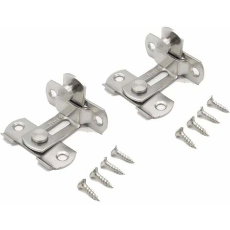 Cerradura de puerta en ángulo recto de 90 grados, cerradura de hebilla, perno deslizante, cerradura de barril con tornillos para puertas de baño y ventanas, 2 piezas