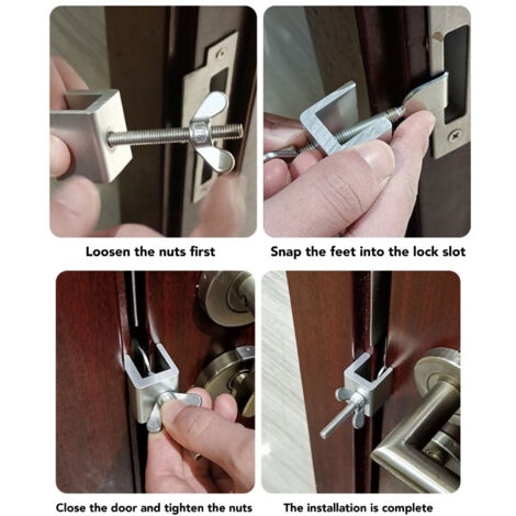 Cerradura de puerta portátil, cerradura de seguridad de aluminio ajustable - Cerradura anti-intrusión para hotel, oficina, hogar