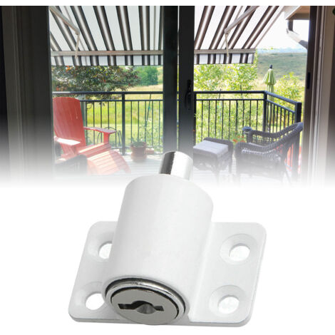 Cerradura de seguridad para puertas francesas, antirrobo, con acabado en aluminio blanco y 2 llaves, para armarios.