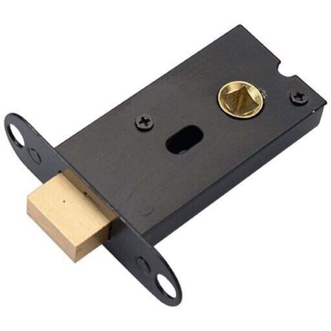 Cerradura de sobreponer tradicional KZQ, de superficie, con cerrojo integrado y pestillo con llave, ideal para puertas o portones de madera en dependencias, color negro