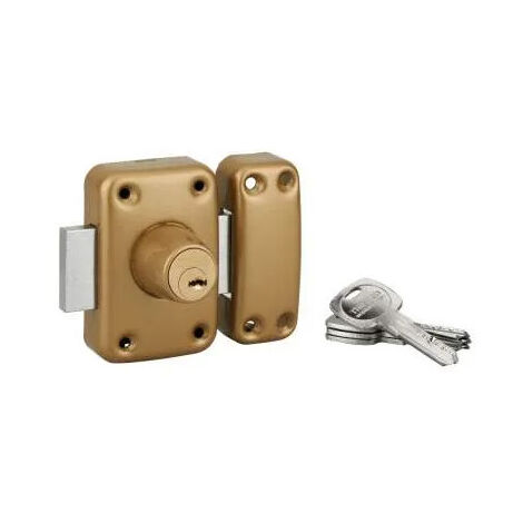 Cerradura de tráfico 6 cilindros dobles de 45mm, epoxi oro, 4 llaves