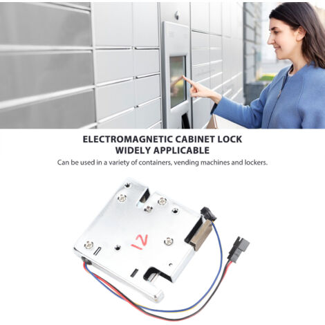 Cerradura eléctrica con solenoide de 12 V, sensor y pestillo para armarios, puertas y cajones.