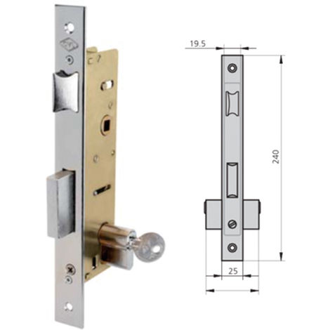 Cerradura embutir acero inox CVL 1995-32/6 AI