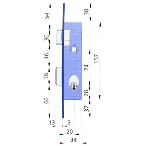 CERRADURA EMBUTIR MET HN/CN - 20 MM