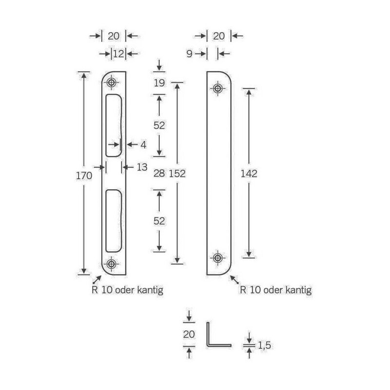 

Cerradura en ángulo ángulo de aluminio plateado W20xL170mm diámetro redondo 8mm DIN L / R SSF