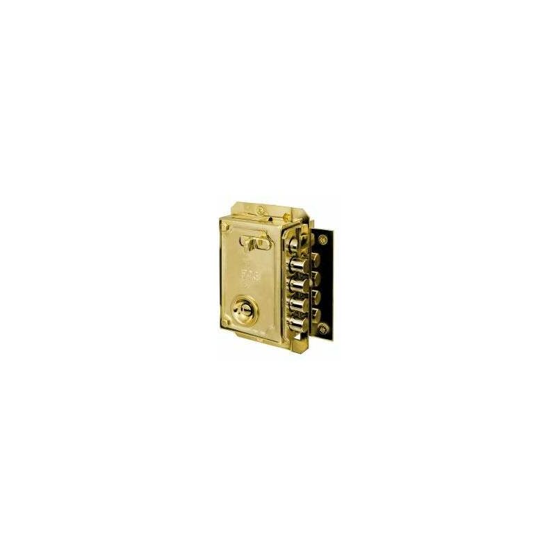 

Fac Cerradura S90p Uve Dorada Dcha Puntos Sobreponer 4 Bulones Picaporte