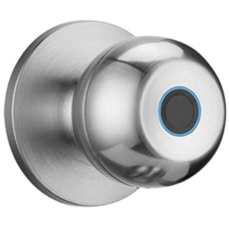 Cerradura inteligente esférica con lector de huellas dactilares para apartamentos, oficinas, puertas de madera y dormitorios (plateada)
